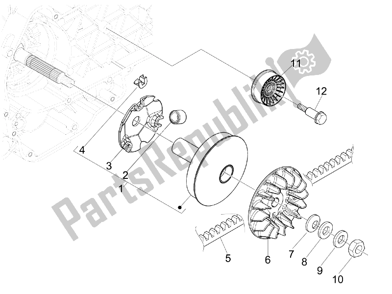 Toutes les pièces pour le Poulie Motrice du Vespa GTV 250 IE Navy 2007