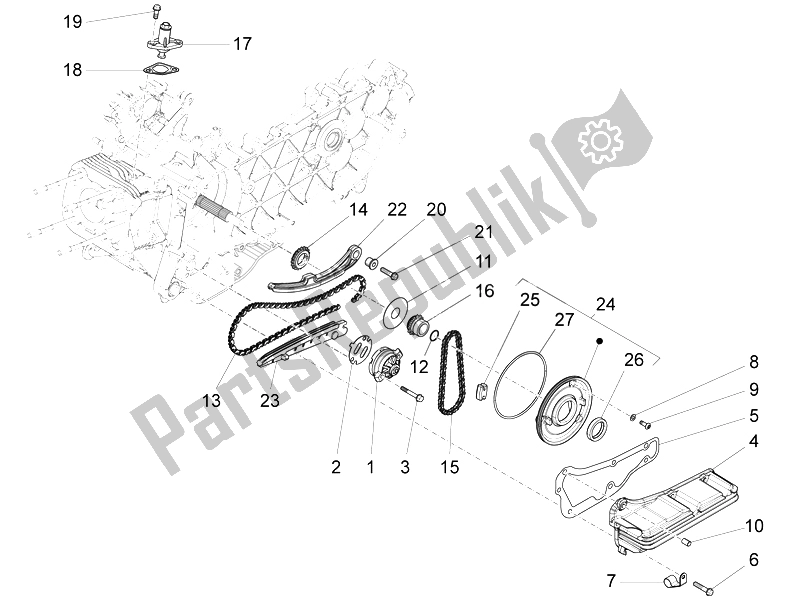 Todas las partes para Bomba De Aceite de Vespa 150 4T 3V IE Primavera USA 2014