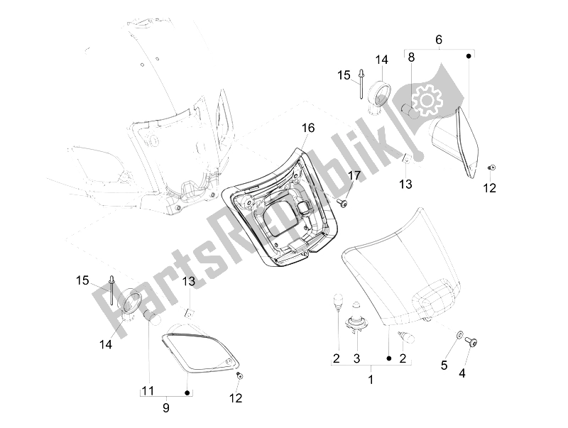 Toutes les pièces pour le Phares Arrière - Clignotants du Vespa GTS 300 IE ABS Super China 2014