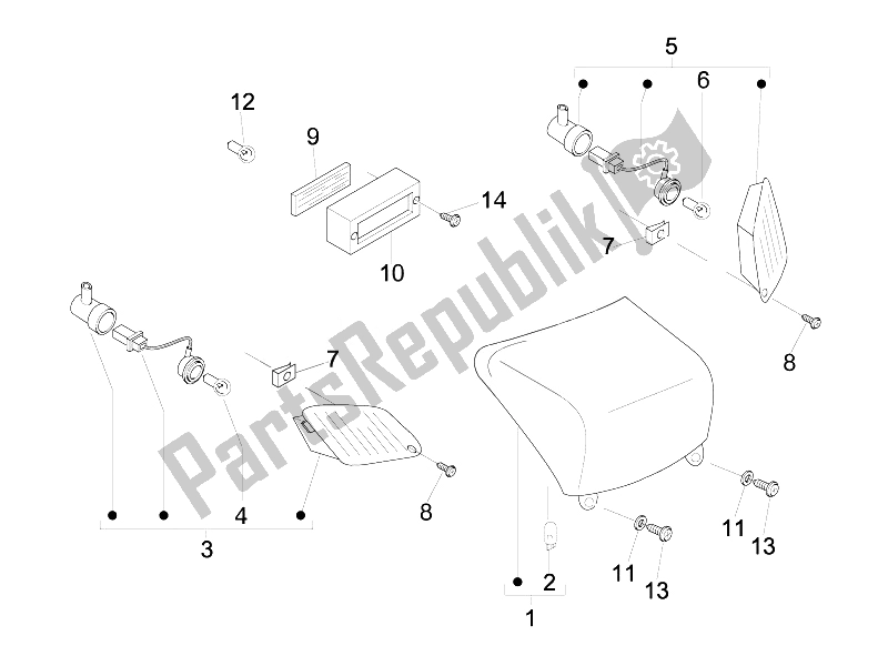 All parts for the Rear Headlamps - Turn Signal Lamps of the Vespa LX 125 4T IE E3 Touring 2010