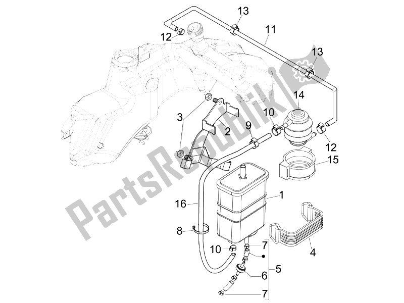 Toutes les pièces pour le Système Anti-percolation du Vespa Vespa GTS 300 IE ABS USA Canada 2014