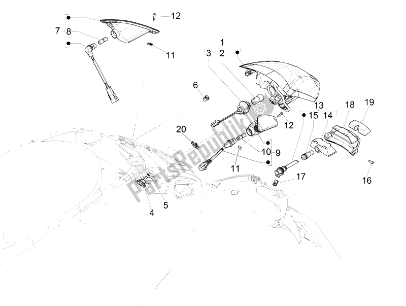 Tutte le parti per il Fanali Posteriori - Indicatori Di Direzione del Vespa 150 4T 3V IE Primavera Vietnam 2014