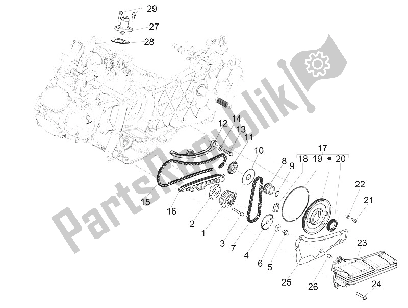 All parts for the Oil Pump of the Vespa Vespa GTS 125 4T E4 ABS EU 2016