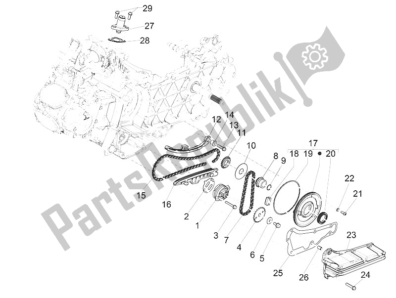 Tutte le parti per il Pompa Dell'olio del Vespa Vespa GTS 150 4T E4 ABS EU 2016