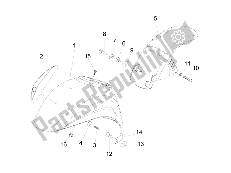 Todas las partes para Carcasa De La Rueda - Guardabarros de Vespa LX 50 2T E2 Touring 30 KMH 2010