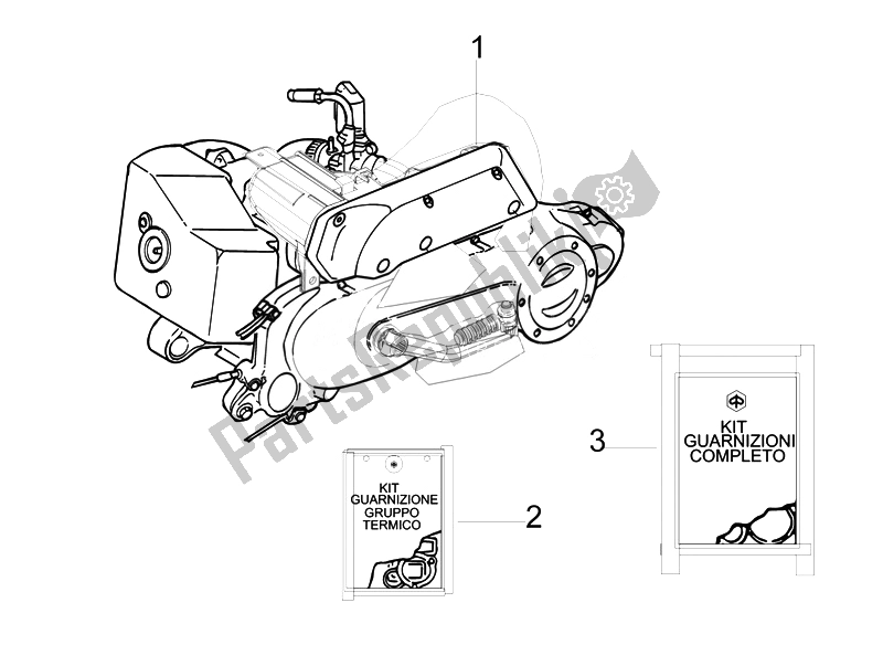 All parts for the Engine, Assembly of the Vespa S 50 4T 2V 25 KMH NL 2010