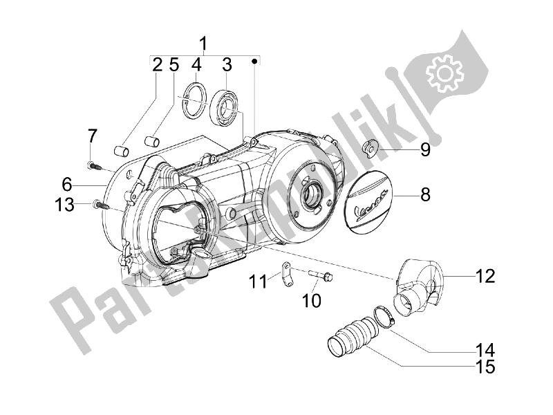 Tutte le parti per il Coperchio Del Carter - Raffreddamento Del Carter del Vespa LXV 125 4T IE E3 2010