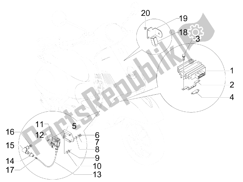 Toutes les pièces pour le Régulateurs De Tension - Unités De Commande électronique (ecu) - H. T. Bobine du Vespa GTS 300 IE Super USA 2009