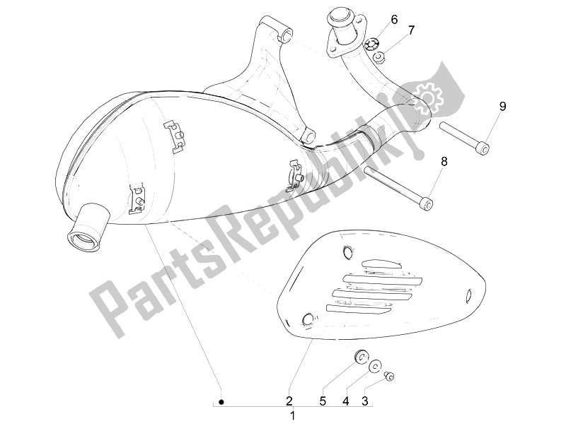 Tutte le parti per il Silenziatore del Vespa 50 4T 2V 52 KMH B NL 2014