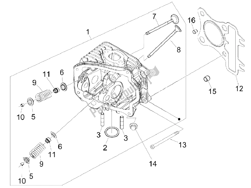 Tutte le parti per il Unità Principale - Valvola del Vespa LX 125 4T E3 Vietnam 2009