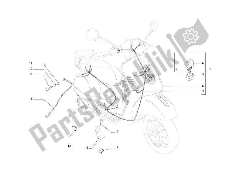 All parts for the Main Cable Harness of the Vespa LX 125 4T IE E3 Vietnam 2011