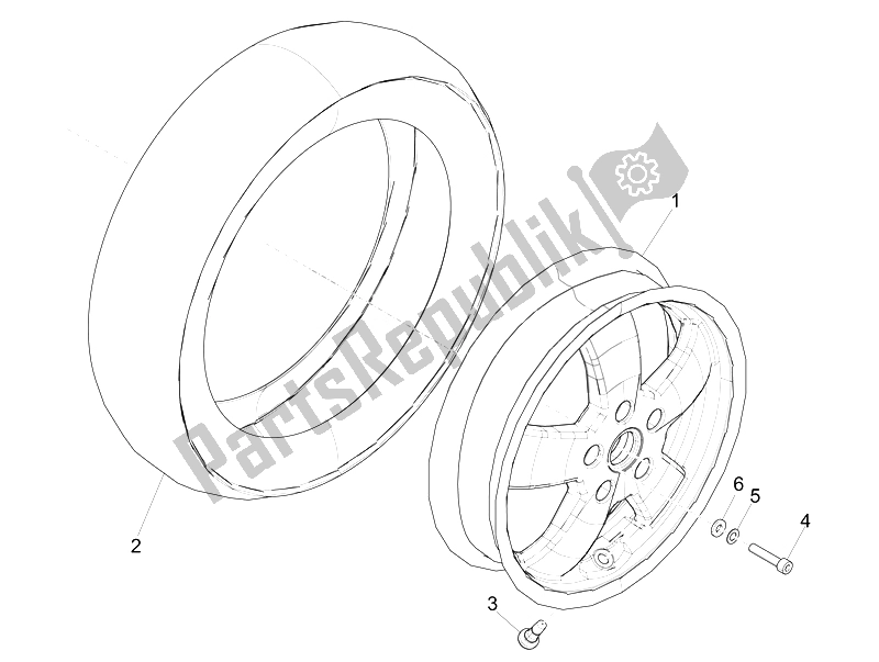 Todas las partes para Rueda Delantera de Vespa GTS 300 IE ABS USA 2014