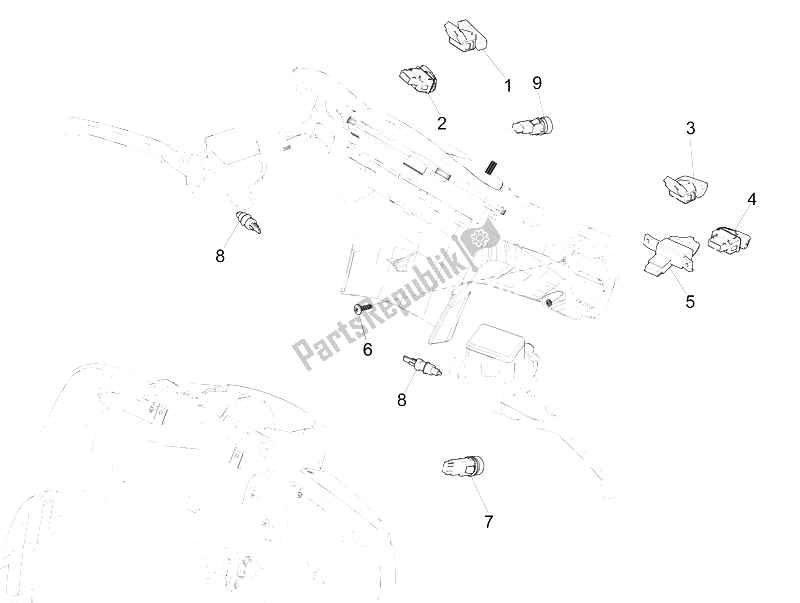 Todas las partes para Selectores - Interruptores - Botones de Vespa GTS 300 IE Super 2008