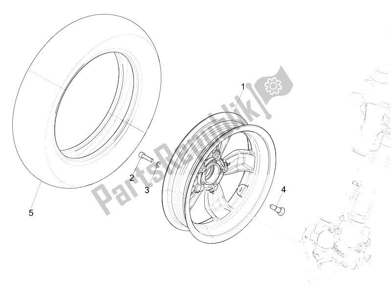 Tutte le parti per il Ruota Anteriore del Vespa LT 150 4T 3V IE 2014