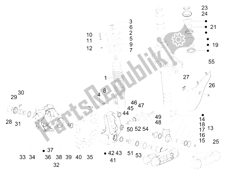 Tutte le parti per il Forcella / Tubo Sterzo - Unità Cuscinetto Sterzo del Vespa S 150 4T Vietnam 2009