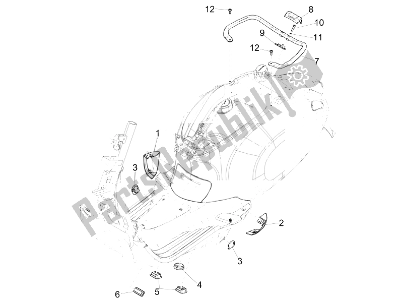 All parts for the Side Cover - Spoiler of the Vespa Vespa Sprint 50 4T 4V USA Canada 2014