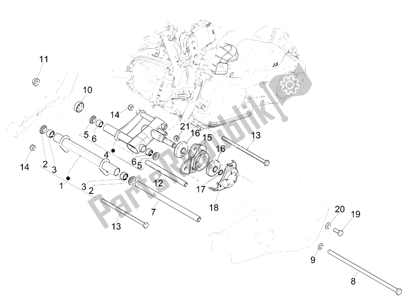 All parts for the Swinging Arm of the Vespa 125 4T 3V IE Primavera 2014