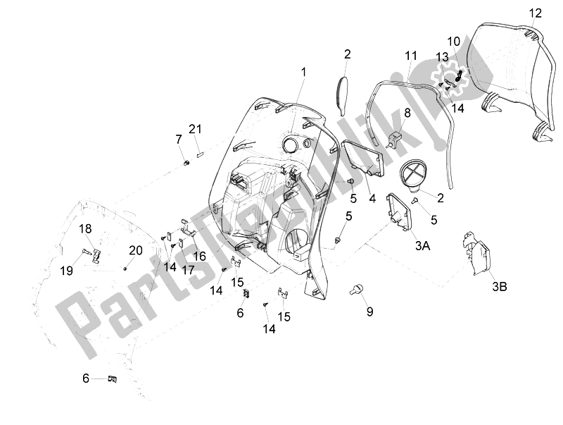Wszystkie części do Przedni Schowek - Panel Ochraniaj? Cy Kolana Vespa Vespa Sprint 50 4T 2V 25 KMH EU 2014