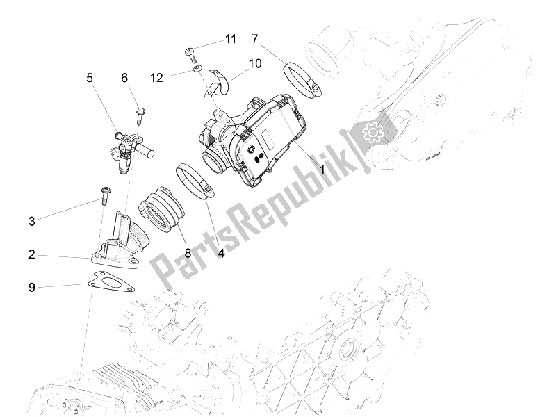 All parts for the Throttle Body - Injector - Union Pipe of the Vespa LXV 150 4T 3V E3 Vietnam 2014