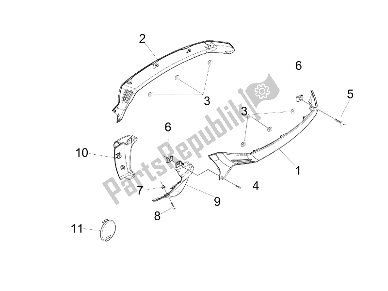 All parts for the Side Cover - Spoiler of the Vespa Granturismo 125 L Potenziato 2005