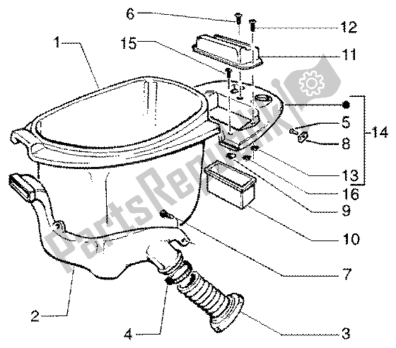 All parts for the Case-helmet of the Vespa ET4 50 2002