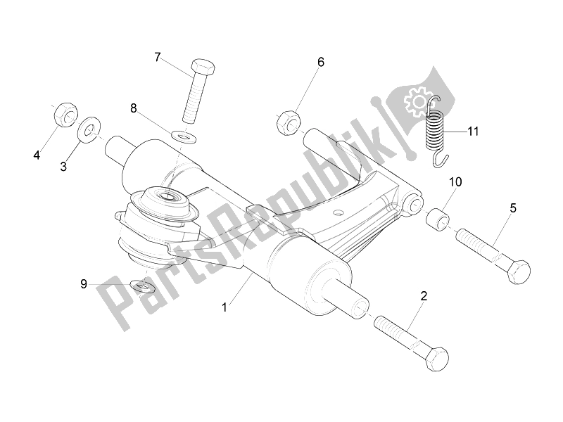 All parts for the Swinging Arm of the Vespa LXV 150 4T 3V E3 Vietnam 2014