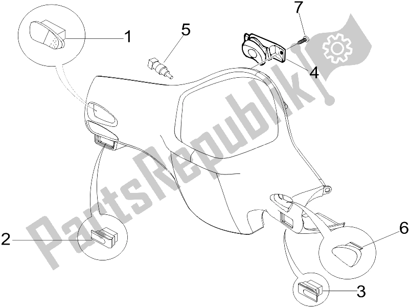 Tutte le parti per il Selettori - Interruttori - Pulsanti del Vespa LX 125 4T E3 2006