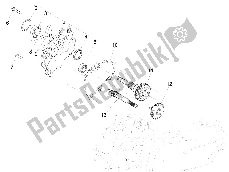 Todas las partes para Unidad De Reducción de Vespa Vespa GTS 150 4T E4 ABS EU 2016