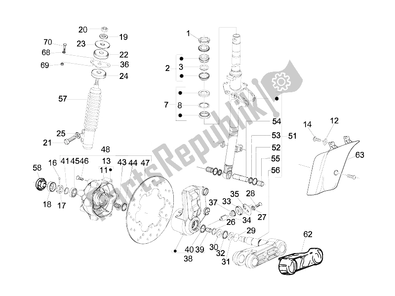 All parts for the Fork/steering Tube - Steering Bearing Unit of the Vespa LX 50 2T E2 Touring 30 KMH 2010
