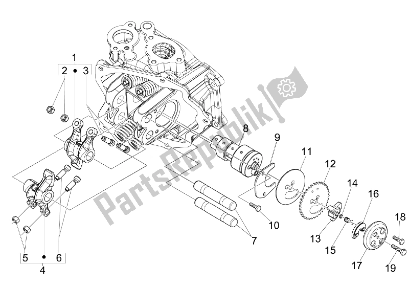 Tutte le parti per il Unità Di Supporto Leve A Dondolo del Vespa GTV 300 4T 4V IE 2010