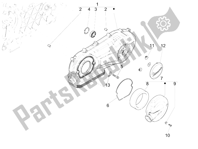 Alle onderdelen voor de Carterafdekking - Carter Koeling van de Vespa Vespa 946 150 4T 3V ABS Armani Asia 2015