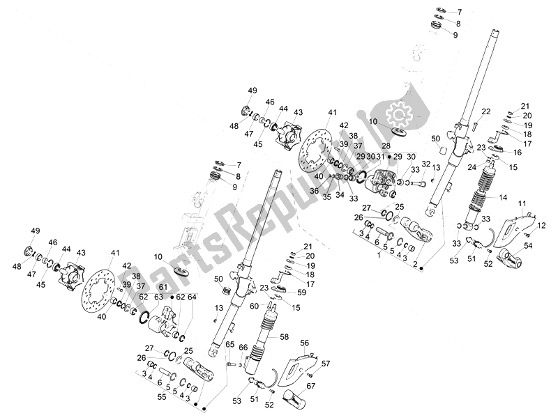 Toutes les pièces pour le Fourche / Tube De Direction - Palier De Direction du Vespa Vespa Sprint 50 4T 4V USA Canada 2014