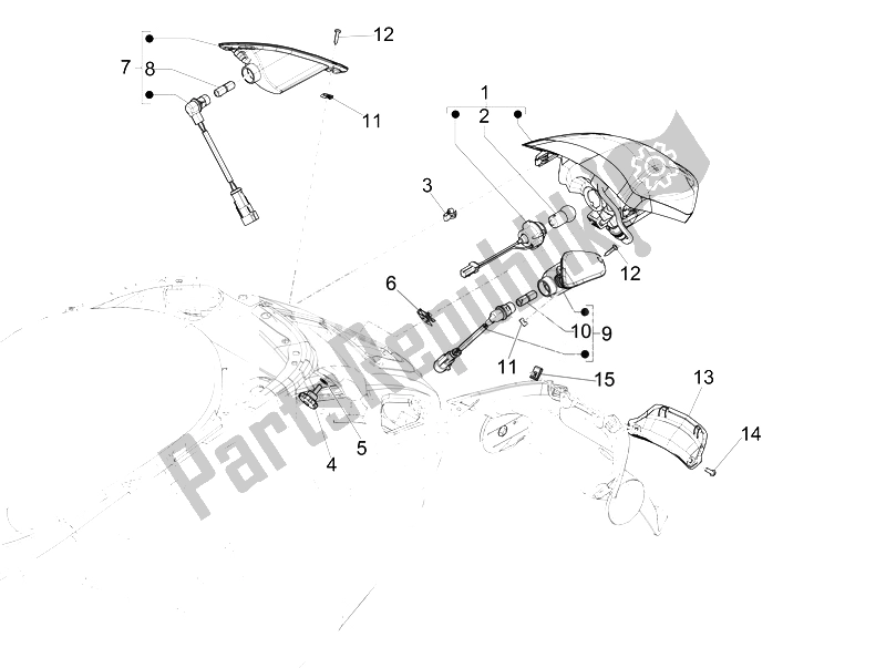 Toutes les pièces pour le Phares Arrière - Clignotants du Vespa Vespa Sprint 50 2T EU 2014