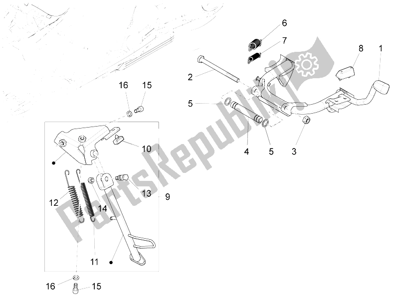 All parts for the Stand/s of the Vespa S 125 4T 3V IE 2012