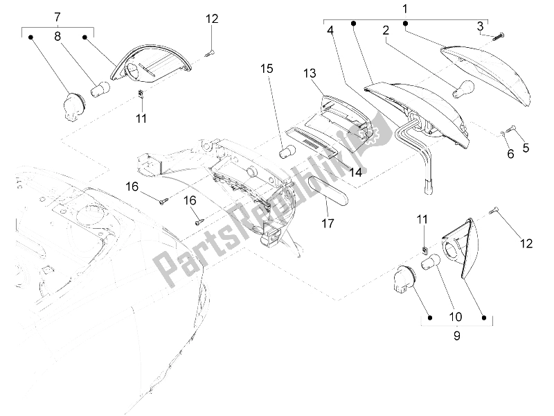 Tutte le parti per il Fanali Posteriori - Indicatori Di Direzione del Vespa S 150 4T 3V IE Vietnam 2012