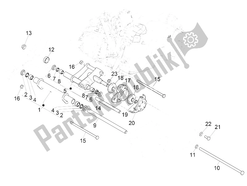 All parts for the Swinging Arm of the Vespa Vespa Primavera 125 4T 3V Iget ABS EU 2016