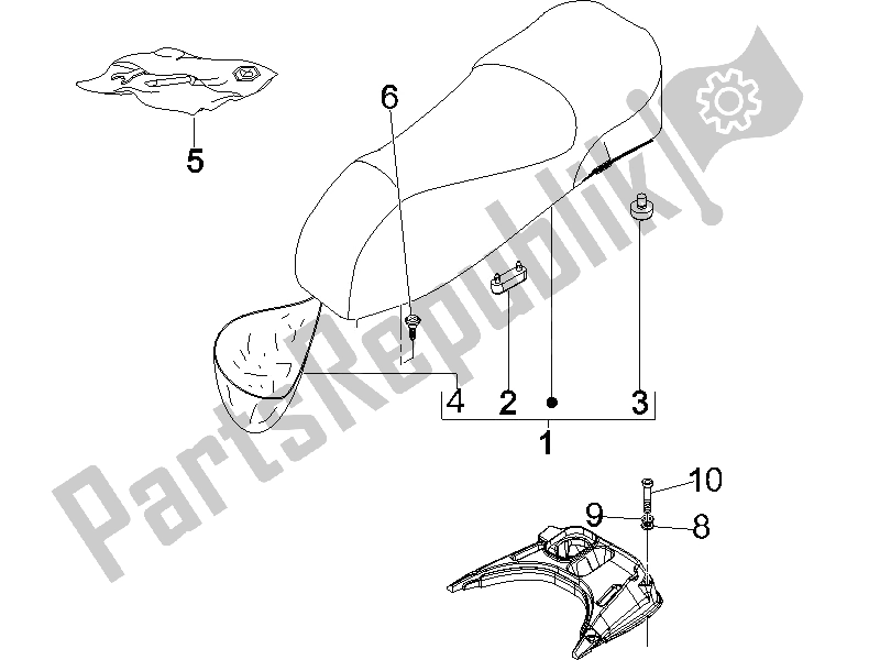 All parts for the Saddle/seats of the Vespa GTV 125 4T E3 2006