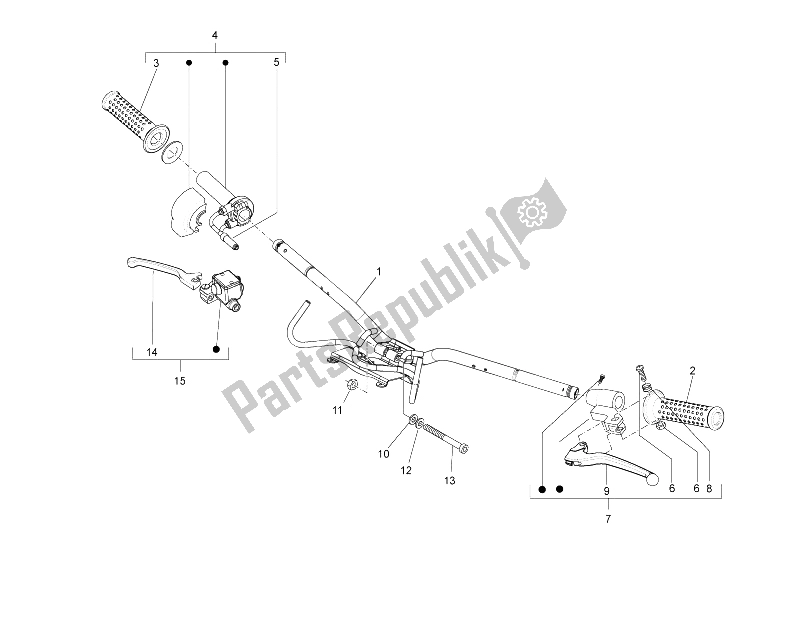 All parts for the Handlebars - Master Cil. Of the Vespa LXV 50 2T 2006