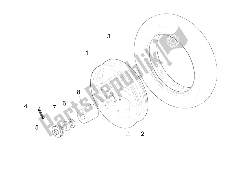 Toutes les pièces pour le Roue Arrière du Vespa LXV 125 4T IE E3 2010