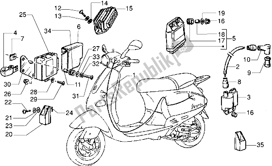 All parts for the Electrical Devices of the Vespa ET4 125 1996