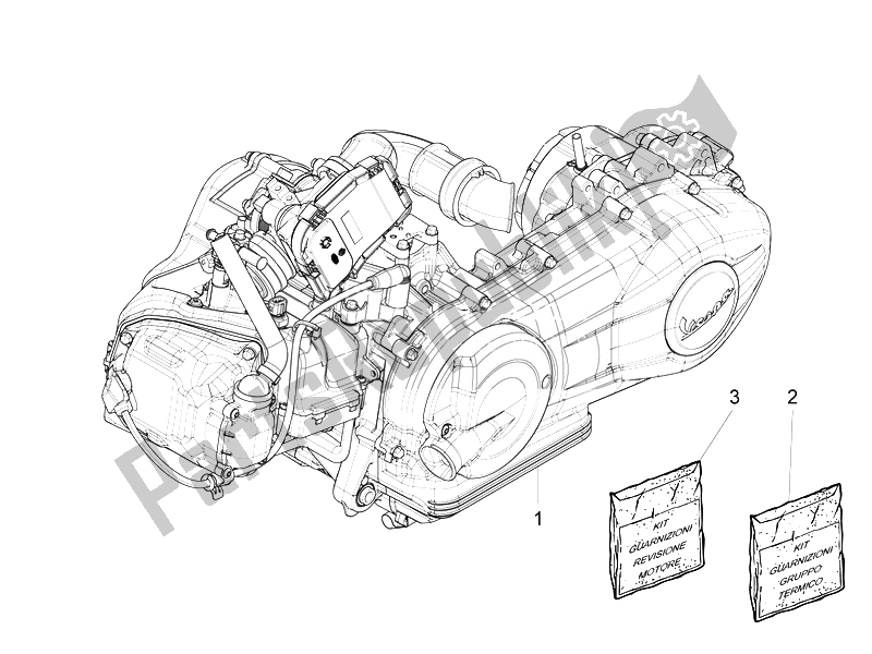 Toutes les pièces pour le Moteur, Assemblage du Vespa Vespa GTS 125 4T 3V IE Super Asia 2014