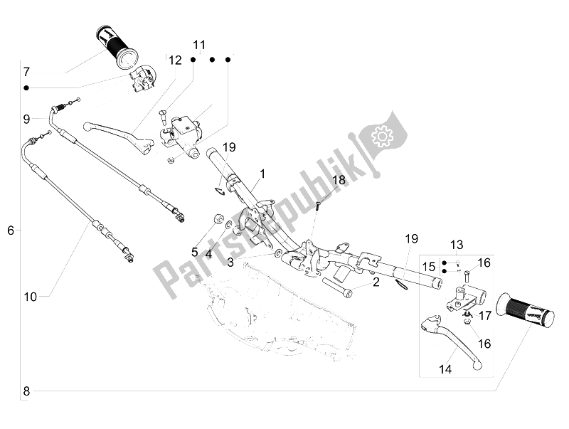 All parts for the Handlebars - Master Cil. Of the Vespa 150 Sprint 4T 3V IE 2015