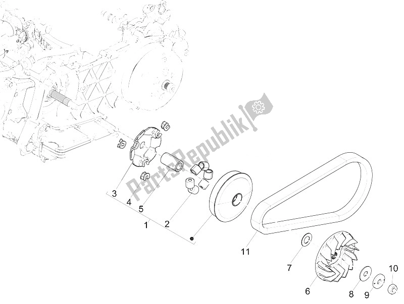 All parts for the Driving Pulley of the Vespa Vespa GTS 125 4T E4 ABS EU 2016