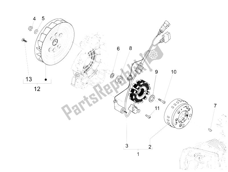 Tutte le parti per il Volano Magneto del Vespa LX 150 4T 3V IE 2012