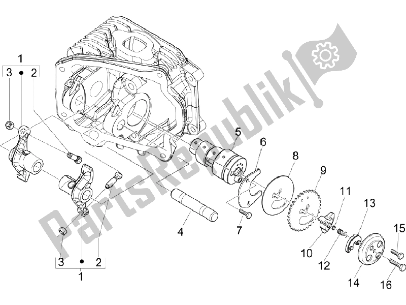 Toutes les pièces pour le Leviers à Bascule Support Unité du Vespa S 150 4T Vietnam 2009