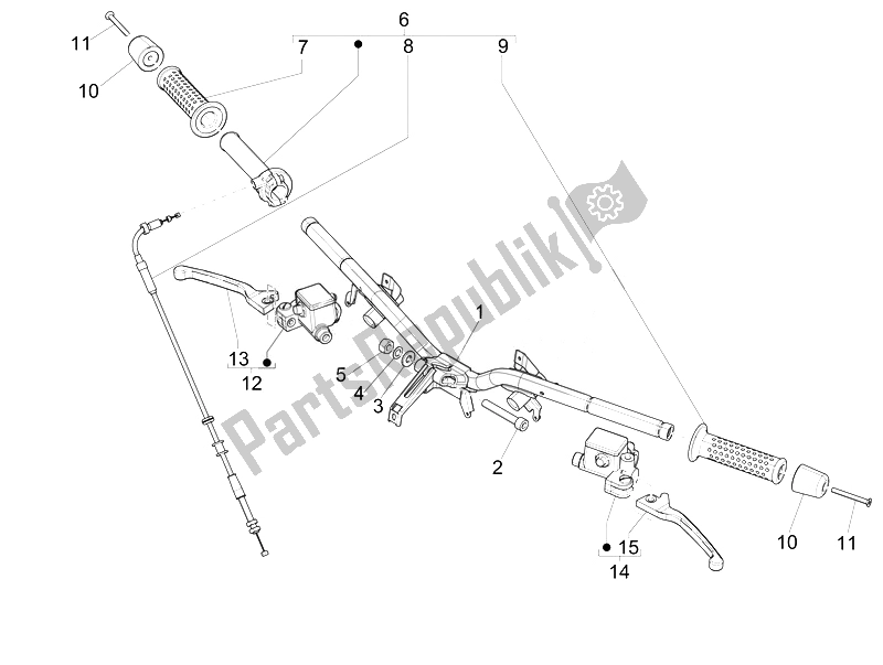Todas las partes para Manillar - Master Cil. De Vespa Vespa GTS Super 150 IE 4T 3V Asia 2014