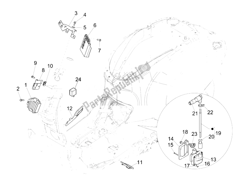 Tutte le parti per il Regolatori Di Tensione - Centraline Elettroniche (ecu) - H. T. Bobina del Vespa Vespa Primavera 50 4T 4V USA Canada 2014