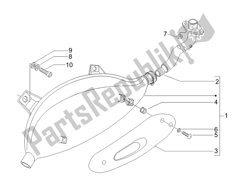 Tutte le parti per il Silenziatore del Vespa GTS 125 4T E3 2007