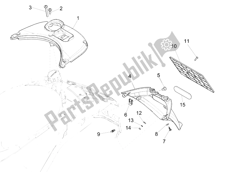 Tutte le parti per il Coperchio Posteriore - Paraspruzzi del Vespa 150 4T 3V IE Primavera Vietnam 2014