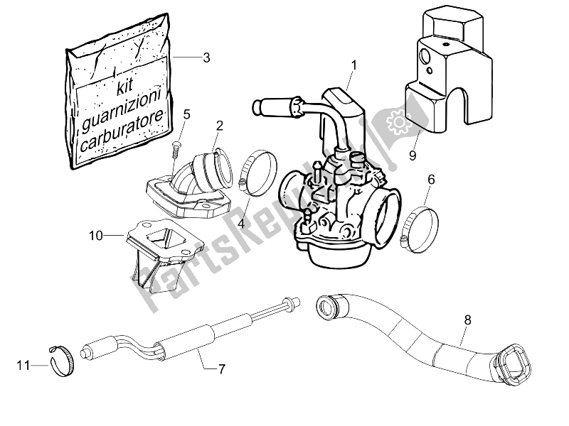 Toutes les pièces pour le Carburateur, Montage - Tuyau Union du Vespa LXV 50 2T 2006